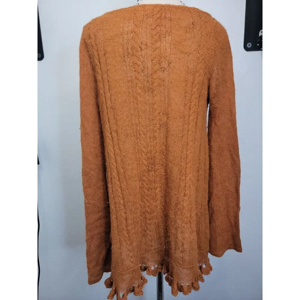 Free People Waterfall Sweater Womens Sz S Alpaca Honey Tunic Pullover L/S Boho